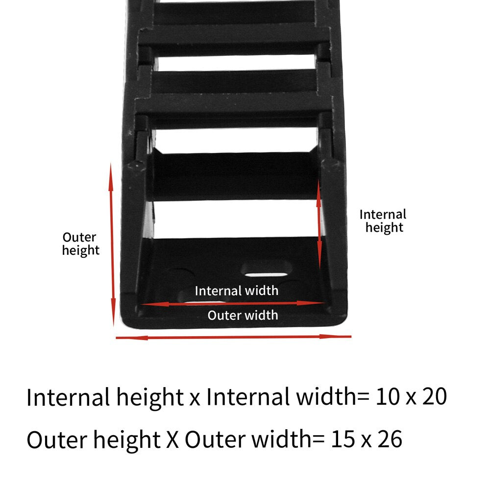 10 x 20mm 10*20mm L1000mm Cable Drag Chain Wire Carrier with end connectors for CNC Router Machine Tools customize