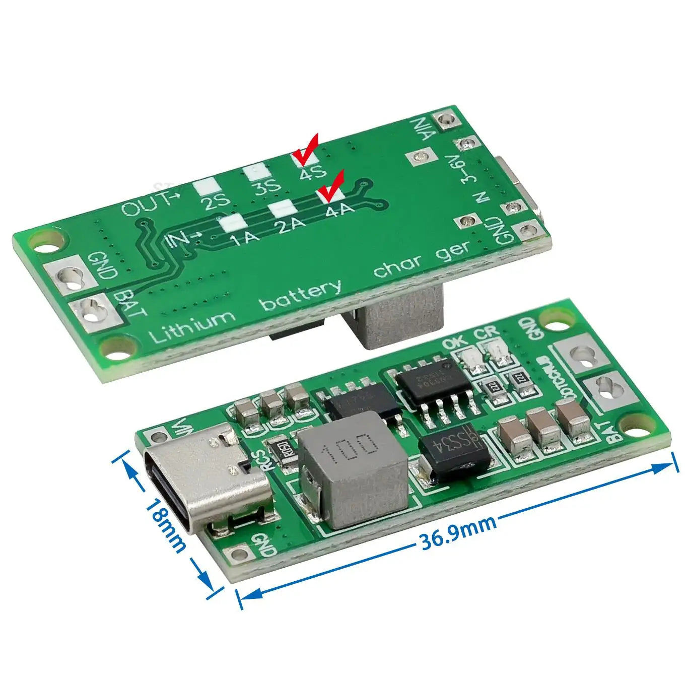 Custom 2S 3S 4S Li-ion battery charger battery protection board TypeC USB boost charging board DC3-5V