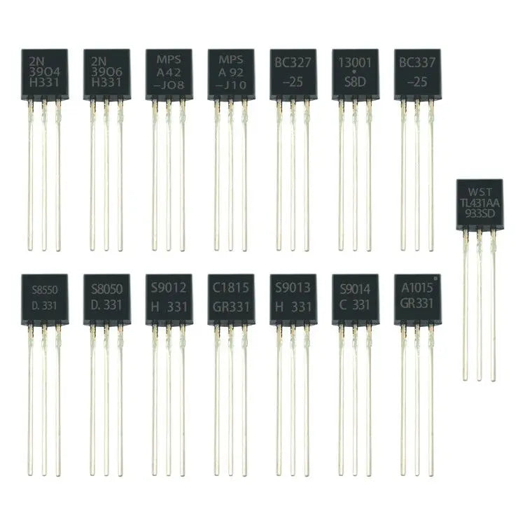 Custom 300Pcs 15 Value x 20 Pcs Transistor TO-92 Assortment Box Kit Transistors S9012 S9013 S9014 S8050 S8550 2N3904 2N3906 BC327 BC337