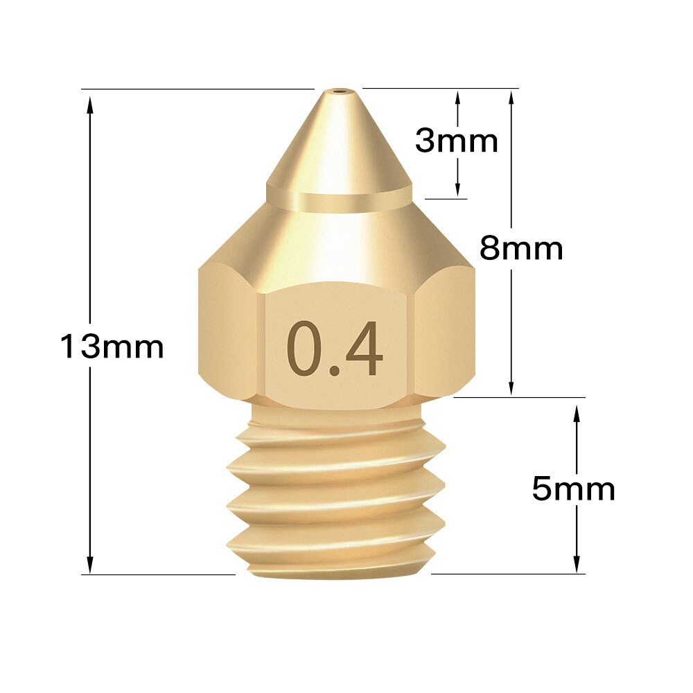 Custom 3D Printer Brass Copper TTS New Version Of Pointed MK8 Nozzle 1.75mm 0.2/0.3/0.4/0.5 Extruder Print Head For Ender 3 V2 CR-6 SE