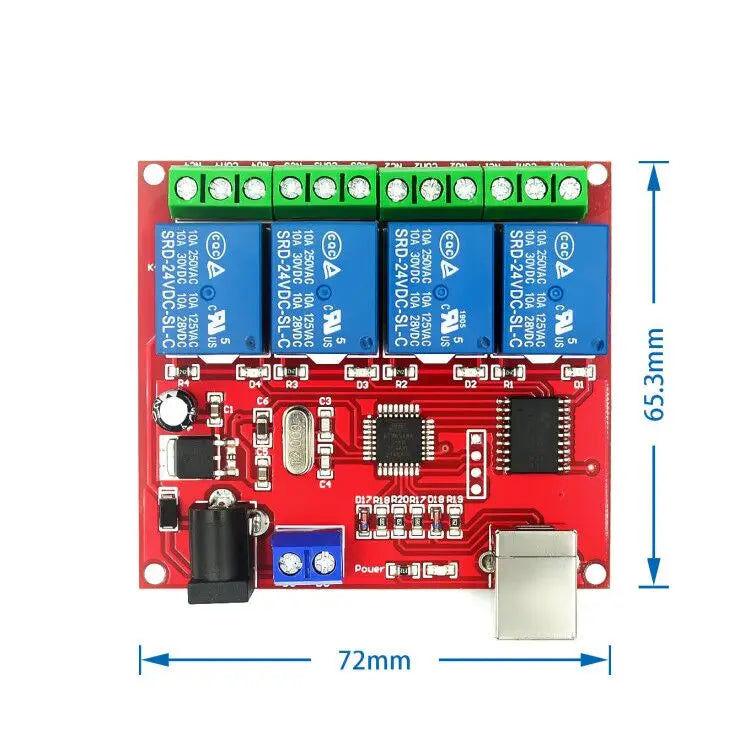 Custom 4 channel 5V /12V/24V computer USB control switch drive free relay module PC intelligent controller