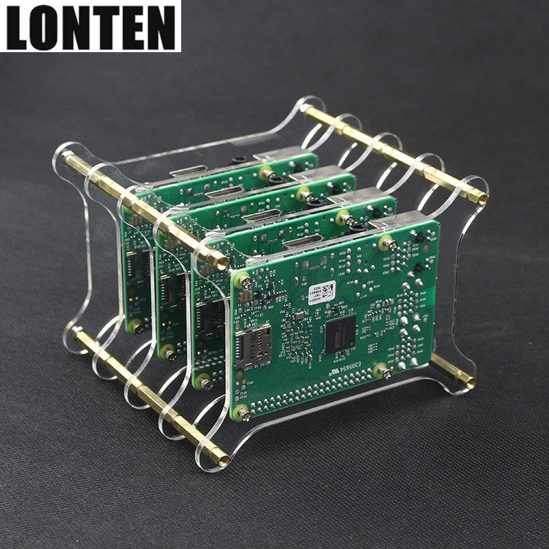 Raspberry Pi 3 Model B+ 4-layer Acrylic Clear Case with Raspberry Pi Logo Transparent Shell Enclosure Box for Raspberry pi LT-4B20 customize