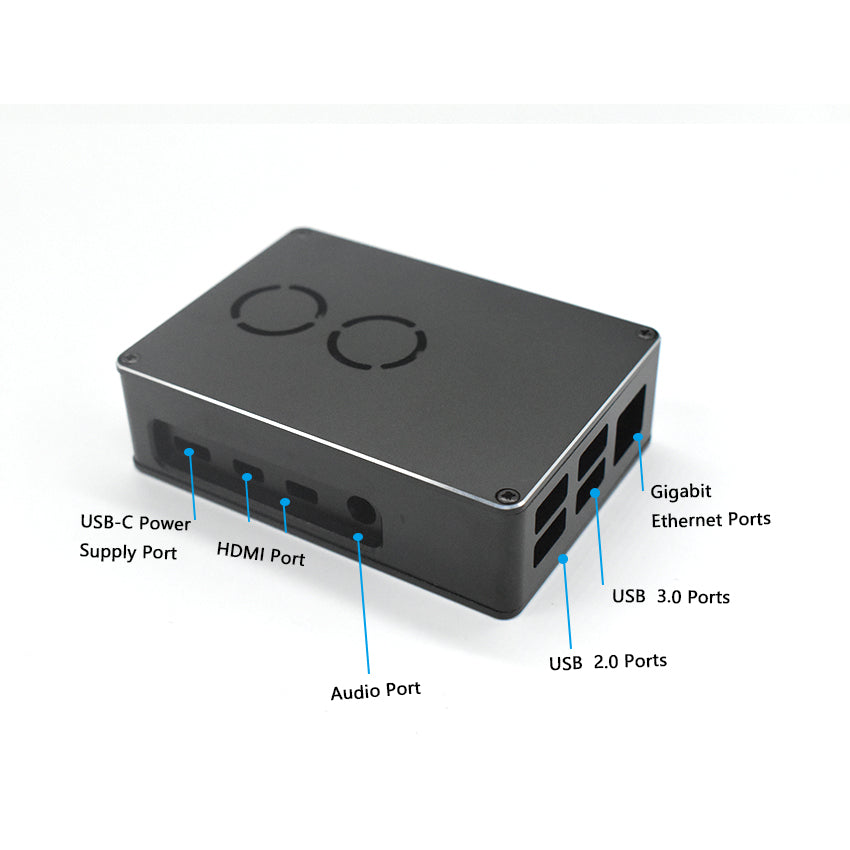 aluminum alloy Raspberry Pi 4 case pi 4B custom case black, double fan cooled LT-4BA09