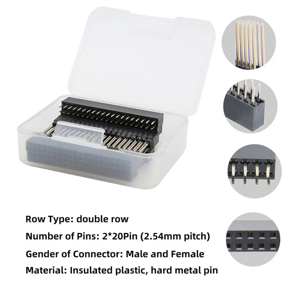 Custom 8PCS GPIO 2*20 Pin Female Header Kit, 40P Stacking Stackable Female Header for Pi 4 Model B/ 3B+/ 3B/ 2B/ Zero(Zero)