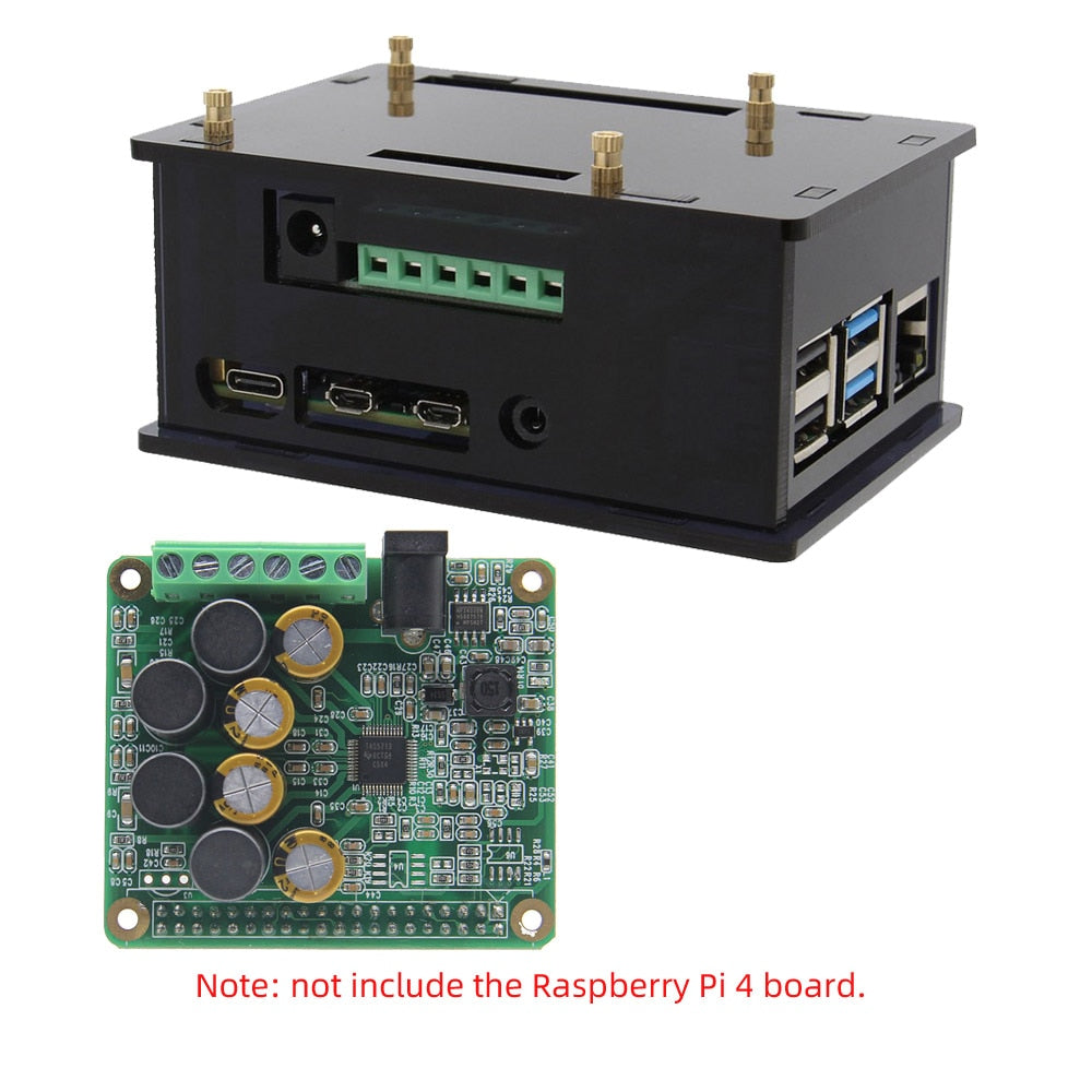 Amplifier HIFI AMP Expansion Board Audio Module with Acrylic Case for Raspberry Pi 4 Model B Only