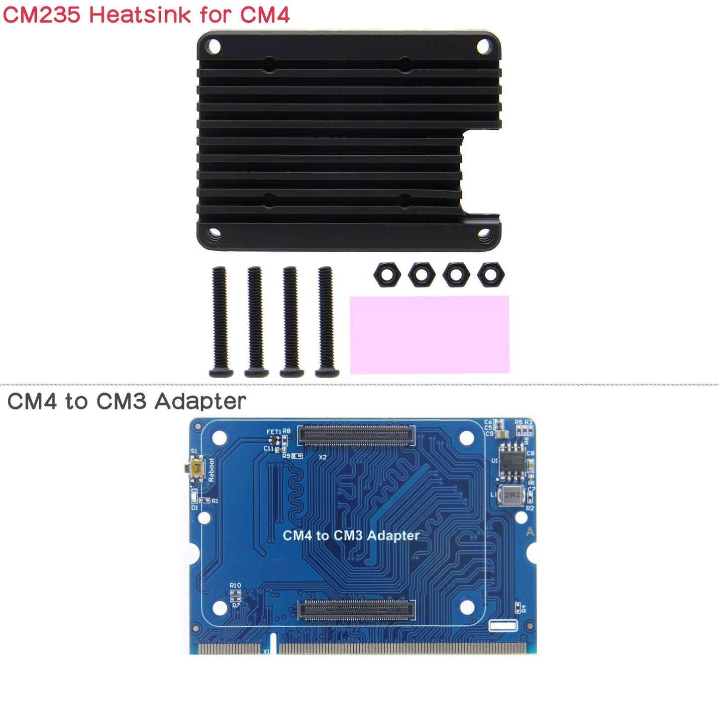 CM4 to CM3 Converter / Adapter Board with Heatsink(C235) for Raspberry Pi Compute Module 4