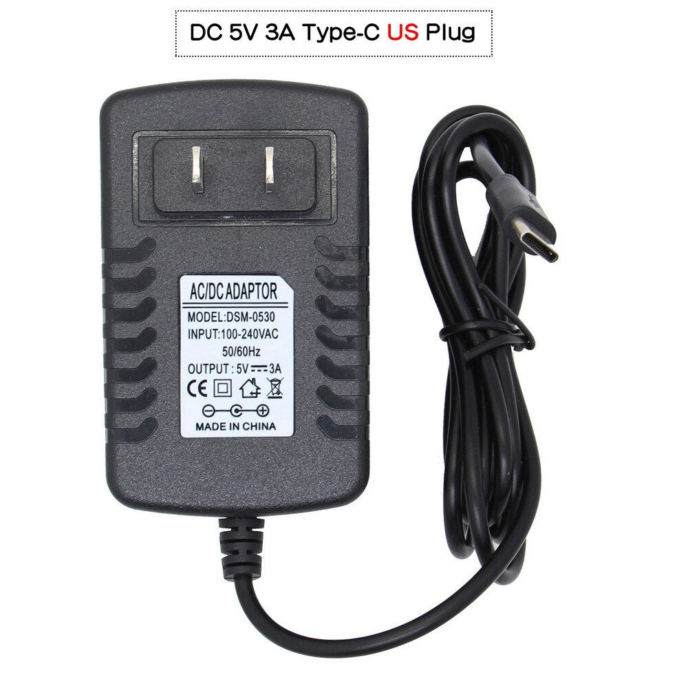 DC 5V 3A Type-C Power Adapter PSU with EU/US Plug for Raspberry Pi 4 Model B