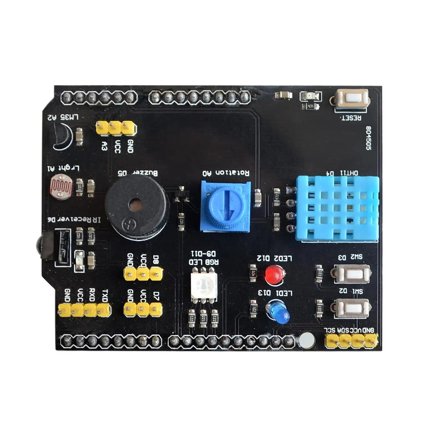 Custom DHT11 LM35 Temperature Humidity Sensor Multifunction Expansion Board Adapter For Arduino UNO R3 RGB LED IR Receiver Buzzer I2C
