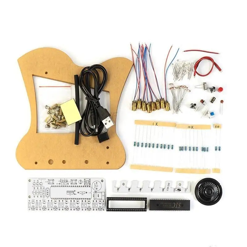 Custom DIY Laser Electronic Piano Kit HU-013 7 Music Scales Player Soldering Project Practice Laser Transmitters Photoresistor Receiver