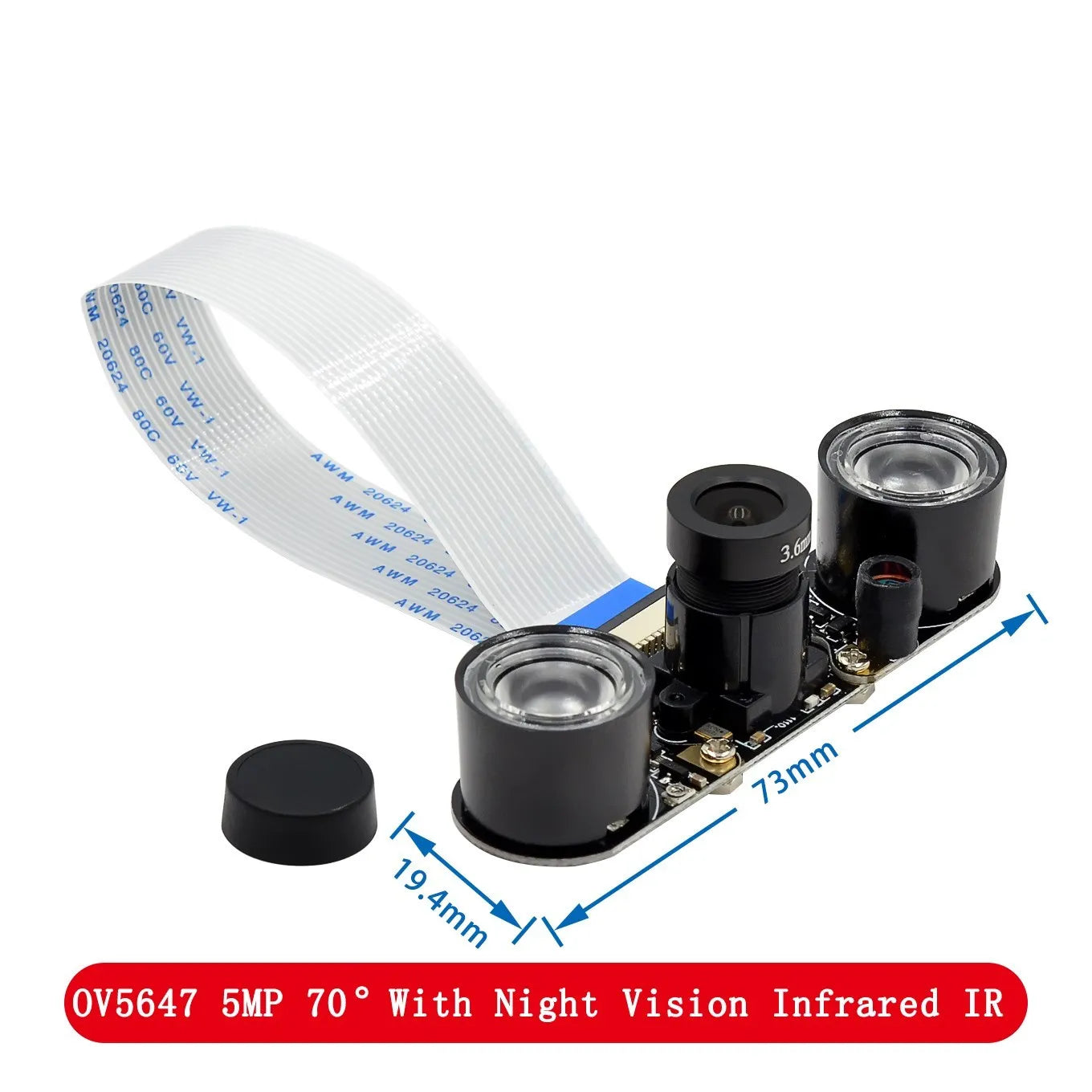 Custom For Raspberry Pi 4 Night Vision Fisheye Camera 5MP OV5647 70/95/160 Degree Focal Adjustable Camera for Raspberry Pi 3 Model B