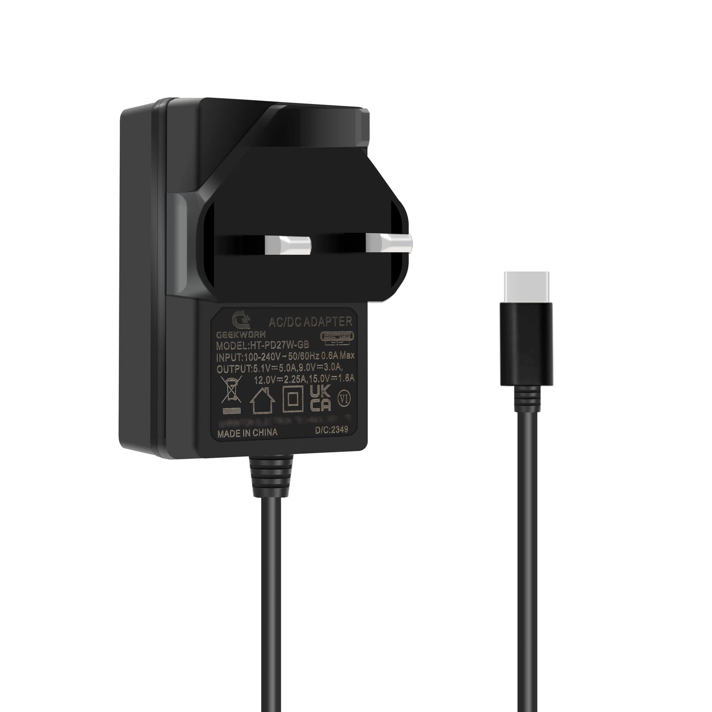 Custom Pi 5 USB-C Power Supply, PD 27W Type C Power Adapter for Pi 5