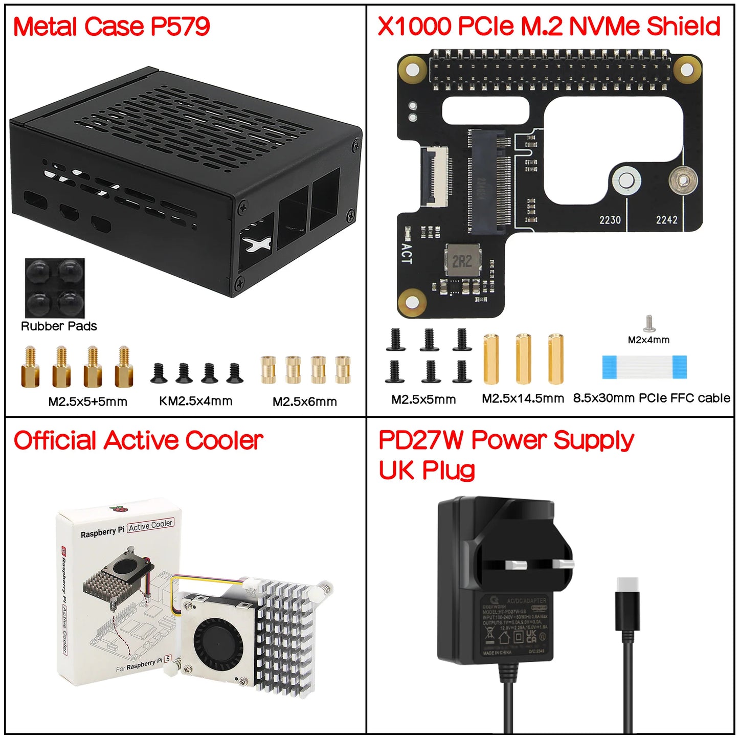 Custom X1000 Pcie M.2 NVMe SSD 2242 PIP PCIe Peripheral Board with Case for Pi 5
