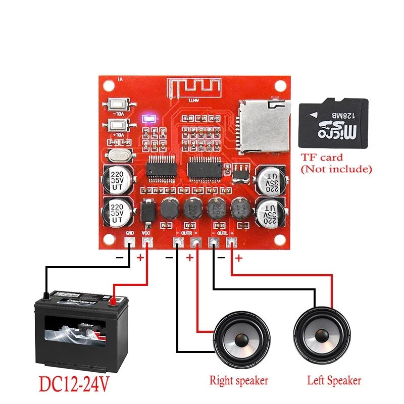 15W*2 DIY Digital Power Amplifier Dual Channel Stereo TF Card Play 12v~24v Audio Amp audio Amplifier Board pcb assembly Custom