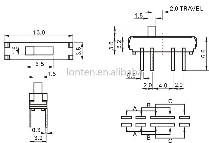 Custom 20Pcs Toggle Switch 8 Pins 3 Files MSS23D18 Vertical Dip 2P3T Micro Switch Manufacturer