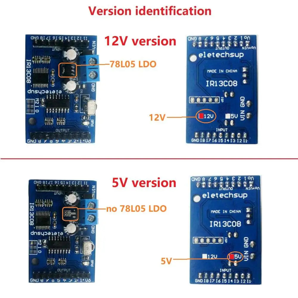 Custom OEM DC 5V 12V Multi-function VS1838 IR infrared control Switch Module for 8 Channel Delay Self-locking Inter-locking Relay Diy B Manufacturer