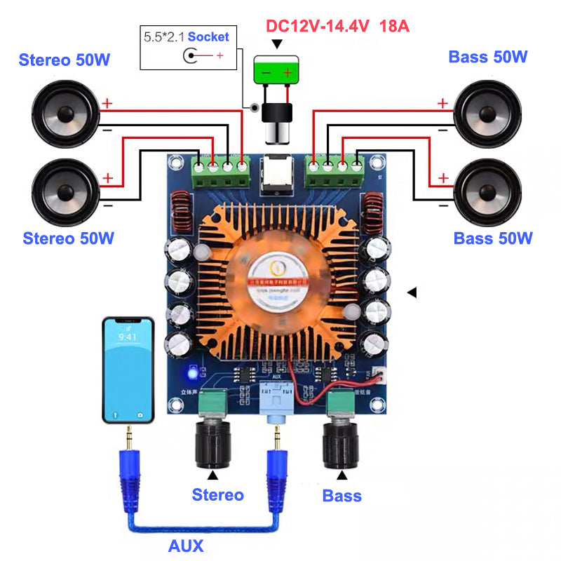 TDA7850H 2*50W + 2*50W 4 Channels Audio Digital Amplifier Board Class AB Stereo Subwoofer Car AMP pcb assembly customize