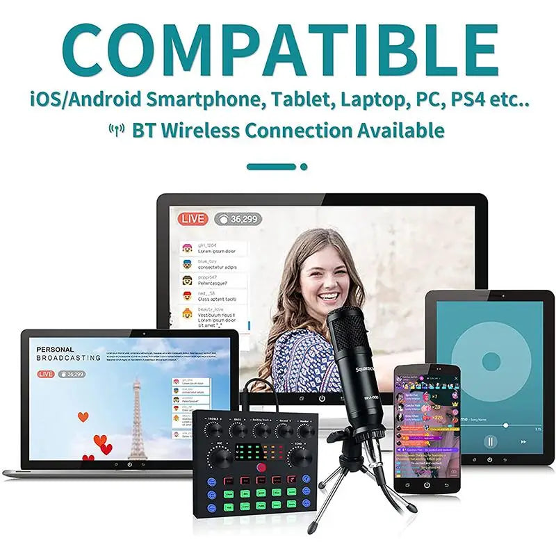 Custom BM800 Condenser Microphone Kit with Audio Mixer for Streaming,Voice Changer Microphone for Live Podcast Equipment Bundle,Karaoke Manufacturer