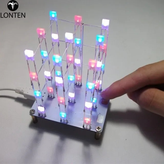 Custom Lonten DIY Touchable button 3x3x4 Colorful LED Light Cube Kit Shining Rainbow Led Lamp Parts Kit Manufacturer