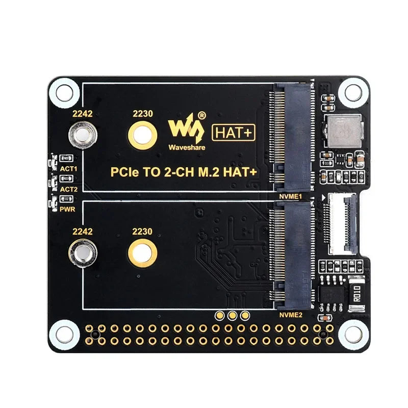 Custom Raspberry Pi 5 PCIe to M.2 NVMe Dual SSD Extension Board HAT+ with Boot From NVMe SSD Support
