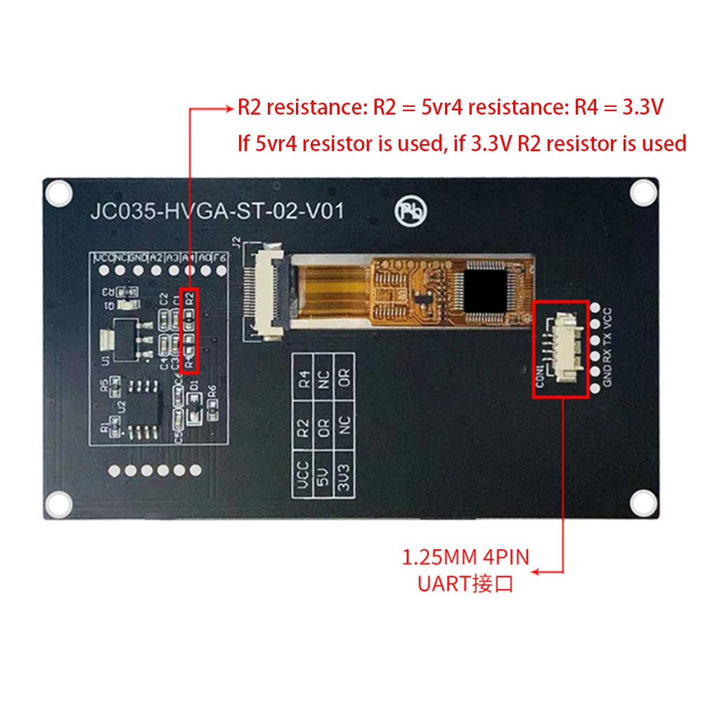 Custom 3.5 inch IPS full view UART serial LCD QR code display with shielded frame instruction driver 320480 Manufacturer
