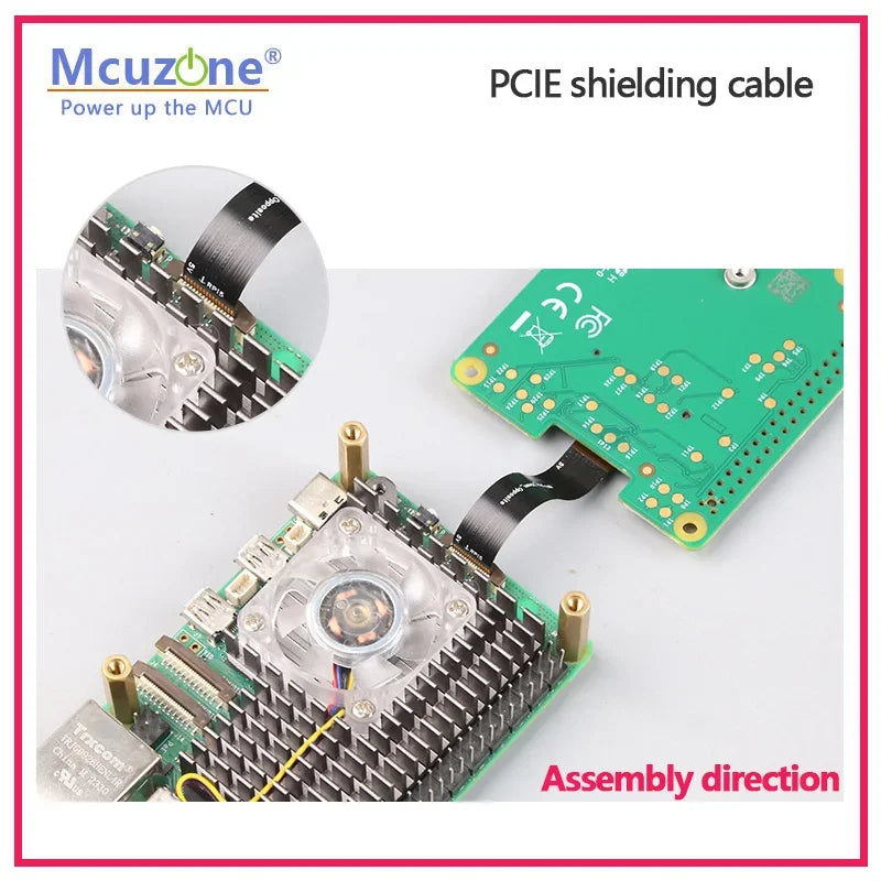0.5mm 16pin Opposite FPC PCIe Shielded Cable 5cm, with PCIe Differential Impedance for Raspberry Pi 5 M.2 AI HAT + Custom