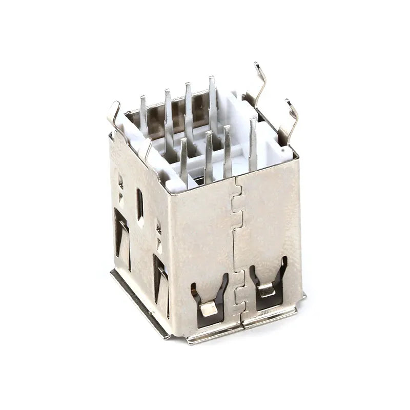 Custom 10Pcs Double USB Type A Female Solder Jacks Connector PCB Socket USB-A type 180 Degrees Vertical 4pins Manufacturer