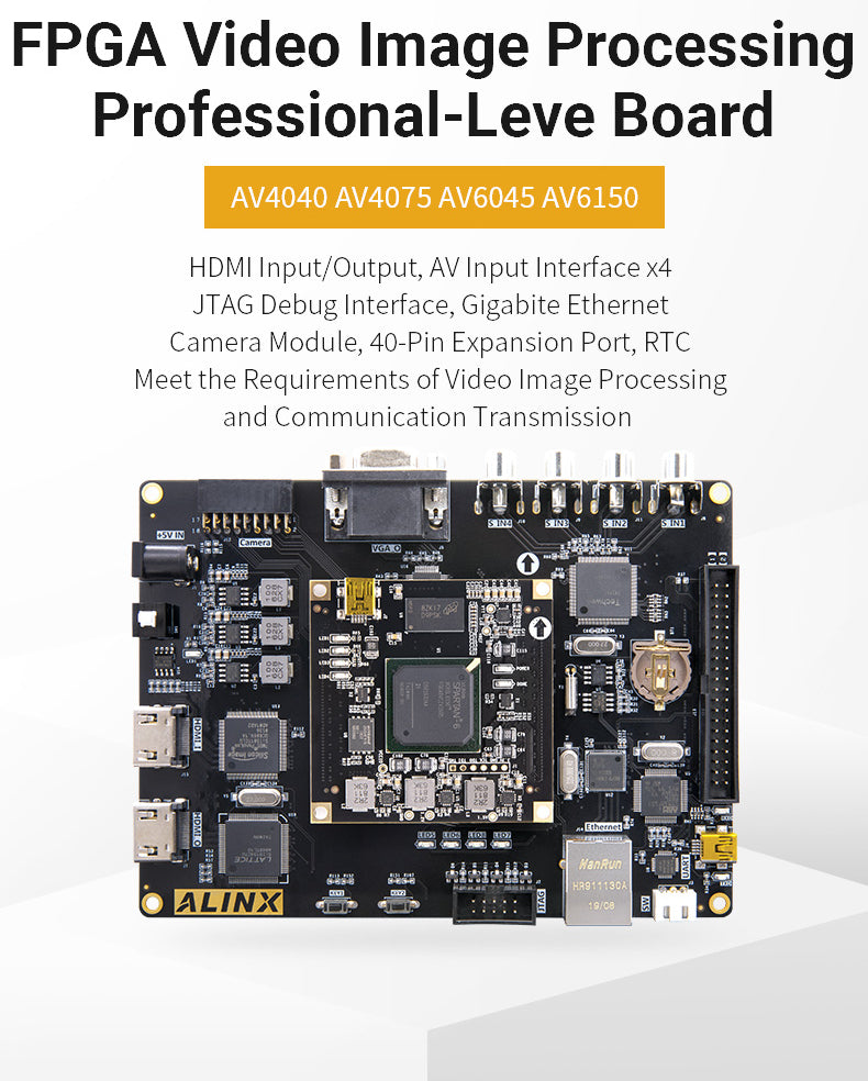 AV6045: XILINX Spartan-6 XC6SLX45 FPGA Board Video Image Processing Input Output 1080P Custom PCB pcba alarmer