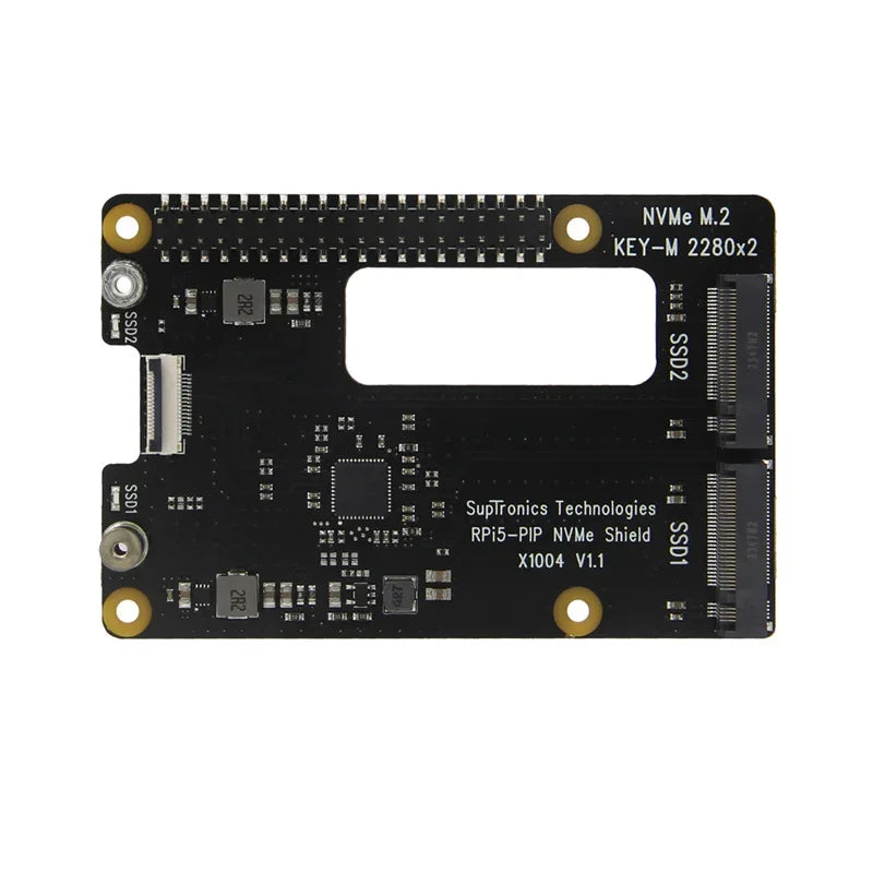 Raspberry Pi 5 PCIe To M.2 NVMe Dual SSD Adapter Board HAT Pi5 Double 2280 X1004 (NOT Support BOOT From NVME SSD