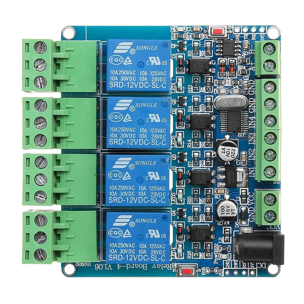 Custom Modbus RTU 4 Channel Relay Module 4CH Input Optocoupler Isolation RS485 MCU For Manufacturer