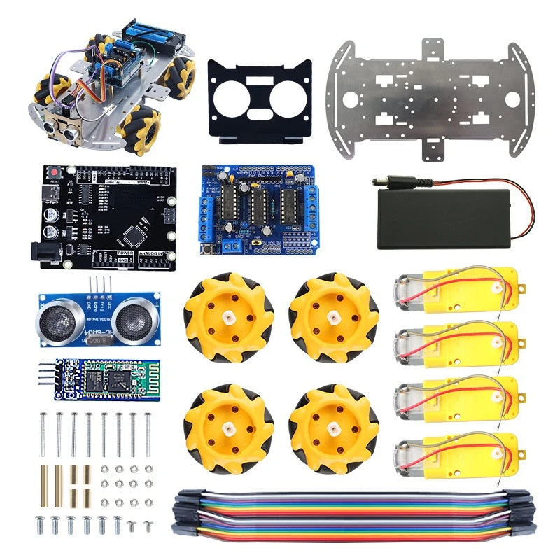 Custom Smart Car Remote Control Ultrasonic Obstacle Avoidance Mecanum Wheel Single-Layer Aluminum Alloy Car Kit Manufacturer