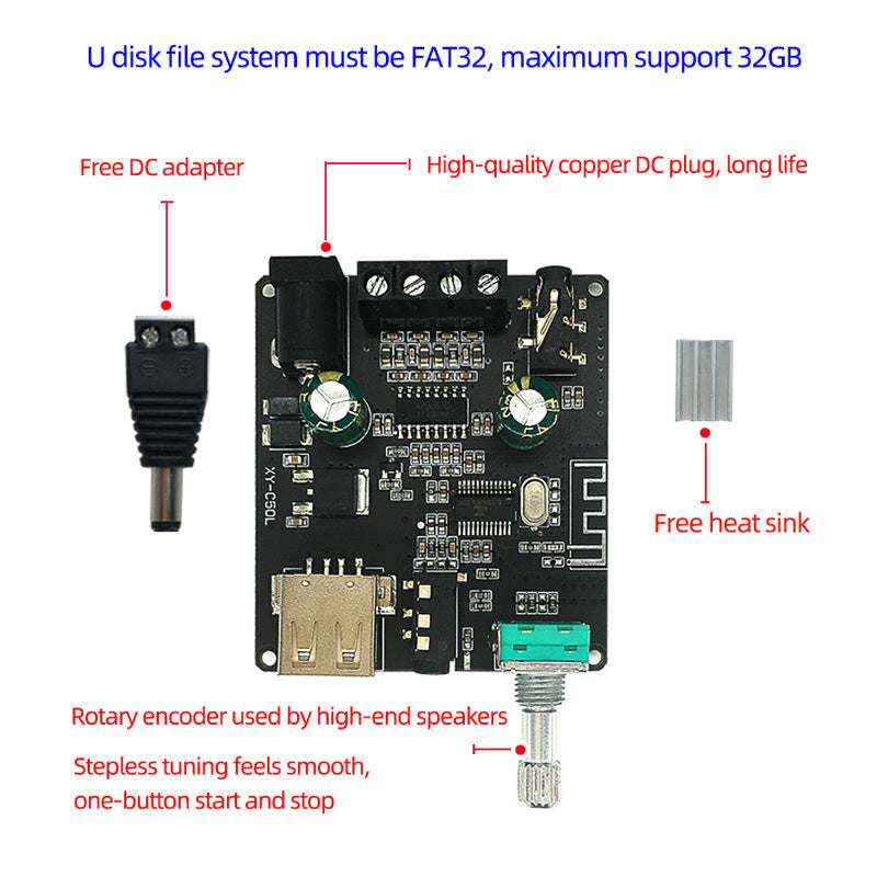 2*50W Class D Audio Power Amplifier 10W~200W HiFi Stereo Wireless Music Player Mini USB Sound Card App Digital AMP pcb assembly Customize