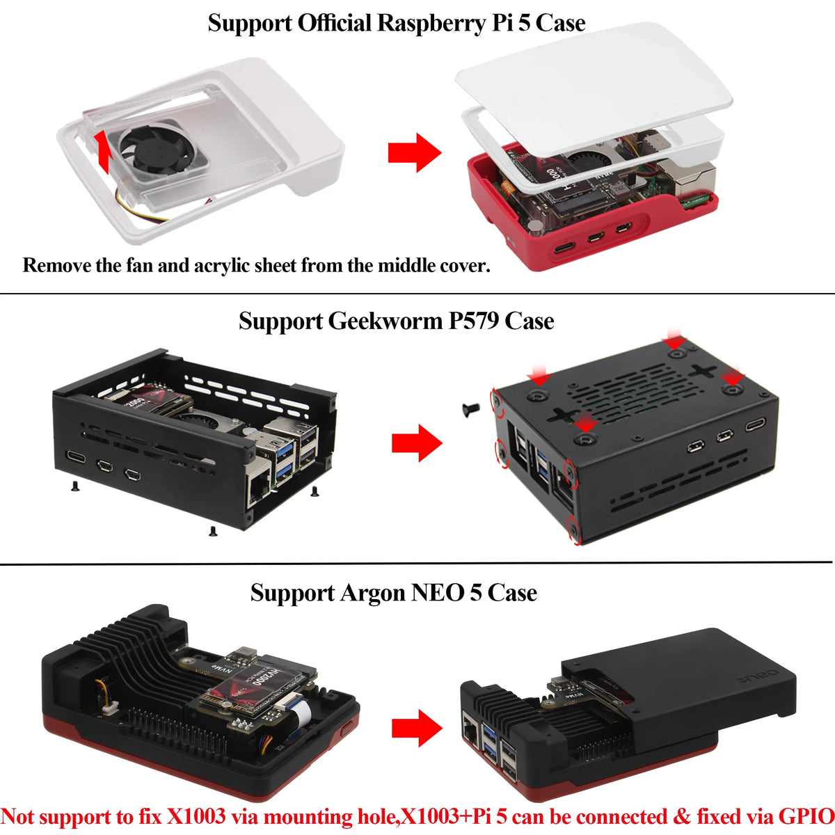 Custom X1003 Pcie M.2 NVMe SSD 2242 Board for Raspberry Pi 5