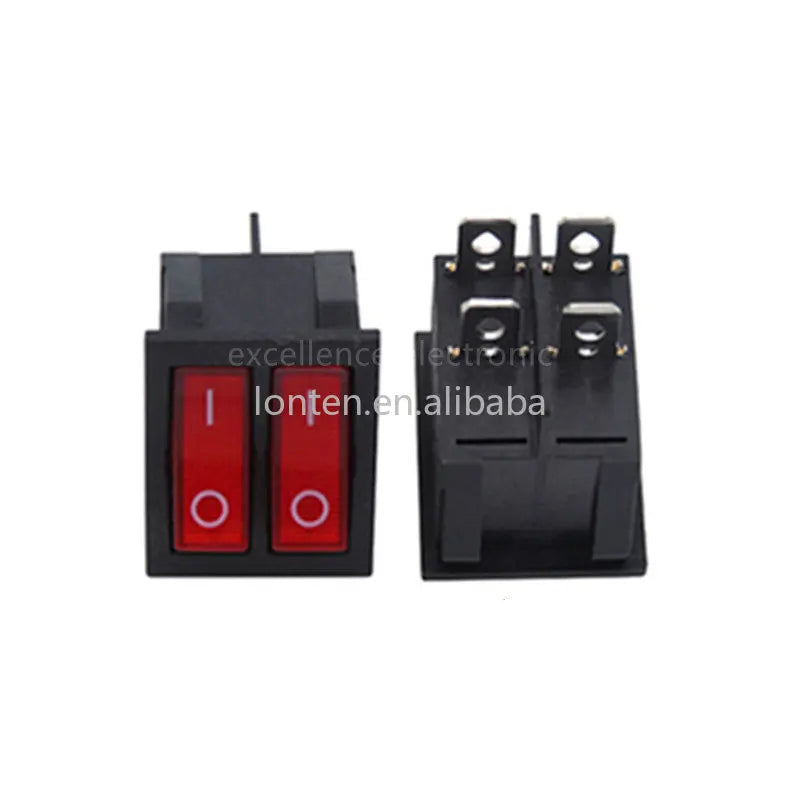 Custom 1PCS KCD6 Double Light Rocker Switch 6PIN 4PIN 16A 250V 20A 125V ON-OFF Boat Power Switch Waterproof Cap Manufacturer