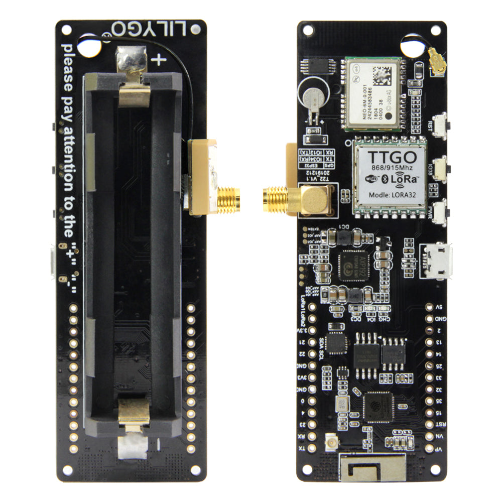TTGO T-Beam V1.1 ESP32 433/868/915/923Mhz WiFi Wireless Module GPS NEO-6M LORA 32 18650 Battery Holder Custom PCB customize
