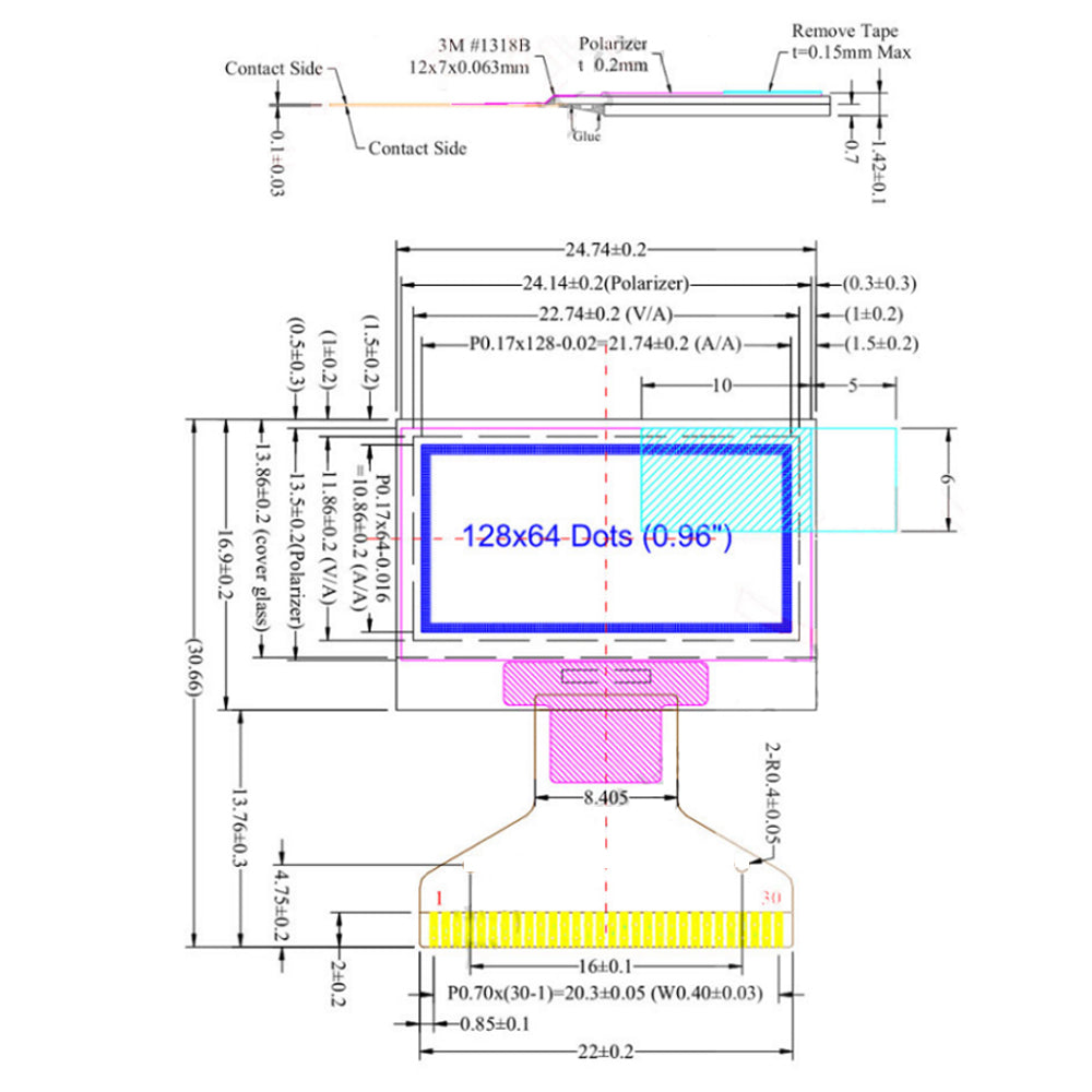 LONTEN 0.96 inch OLED screen 128*64 SSD1315 driver white 4 wire SPI/IIC screens Custom