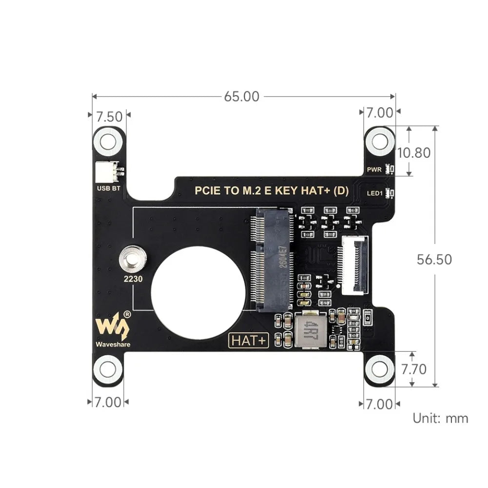 PCIe To M.2 E KEY HAT (D) For Raspberry Pi 5,Compatible With Various NGFF (M.2 E KEY) Wireless NIC,Supports USB BT