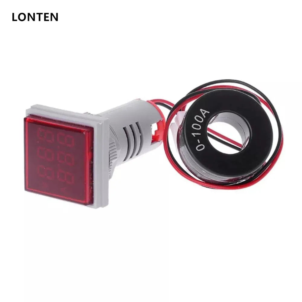 Custom Lonten 3pcs/Lot Light AC 60-500V 0-100A D18 Square LED Digital Dual Display Voltmeter Ammeter Voltage Gauge Current Meter 5 Colo Manufacturer