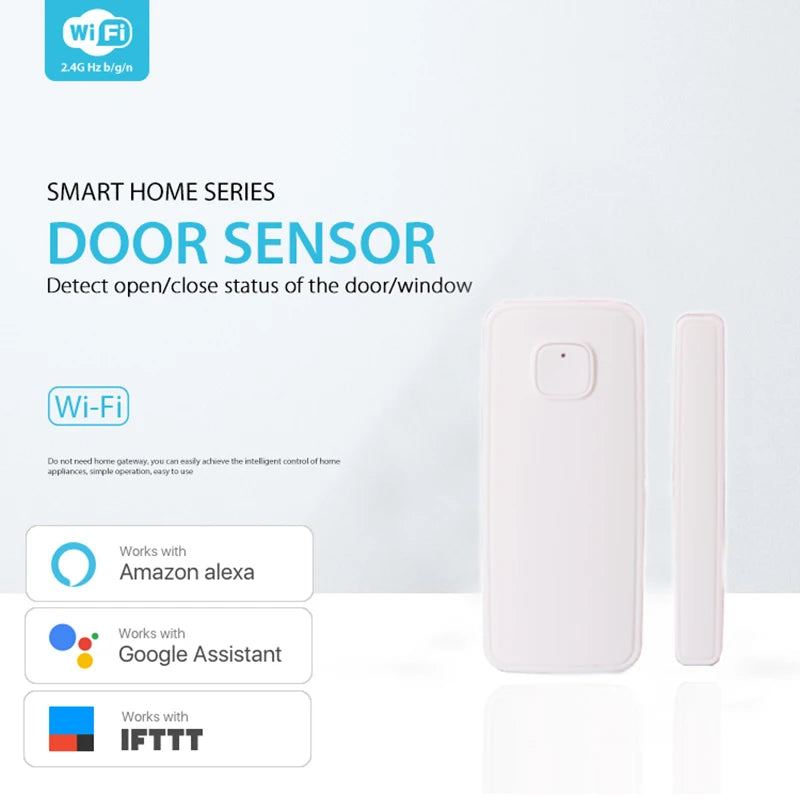 Custom 2.4GHz WiFi Wireless Door Sensor Detector Window Sensor Infrared Work with Alexa Echo Tuya Smart Life Easy Setup Manufacturer