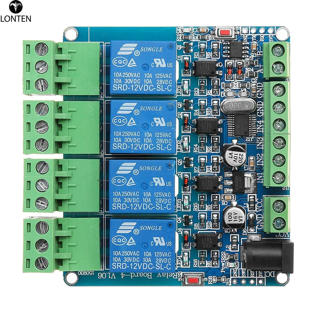 Custom Lonten Modbus RTU 4 Channel Relay Module 4CH Input Optocoupler Isolation RS485 MCU For arduinos Manufacturer
