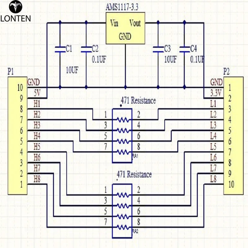 Custom TB369 2 in 1 DC Converter 5V to 3.3V Buck Setp-dowm AMS1117-3.3V LDO Voltage Regulator Module & Base Resistor TTL Logic Level Manufacturer