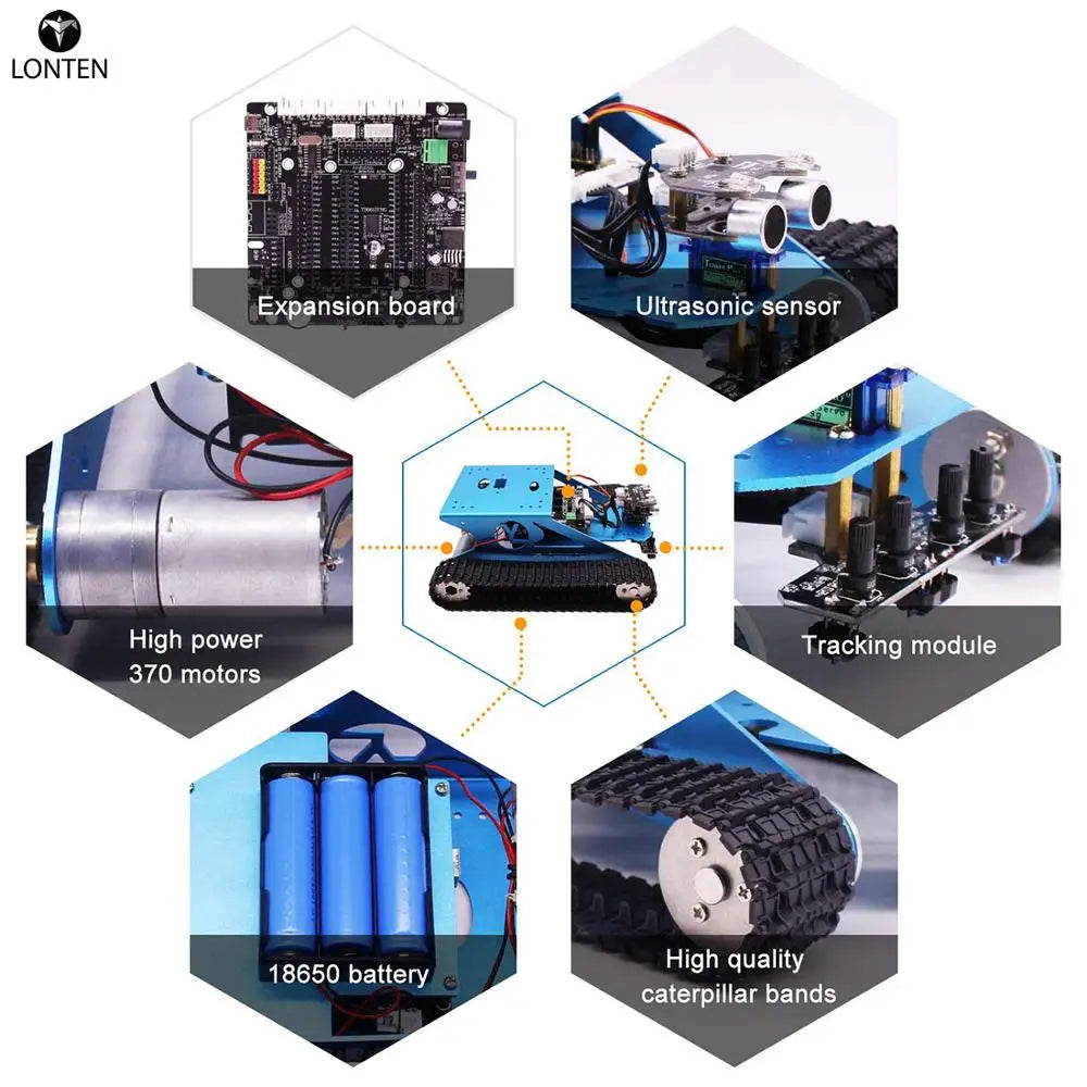 Custom Lonten Track Robot Kit Programmable Smart Climbing Tank Mobile Platform Chassis Robot Kit for arduinos FOR R3 with for R3 Manufacturer