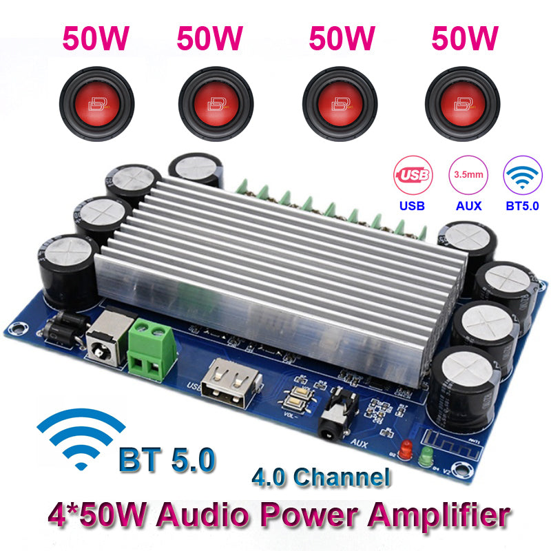 TDA7388 Car 4*50W 5.0 Audio Power Amplifier Board Automotive AMP Class AB Stereo Home Theater Amplifiers USB AUX pcb assembly customize