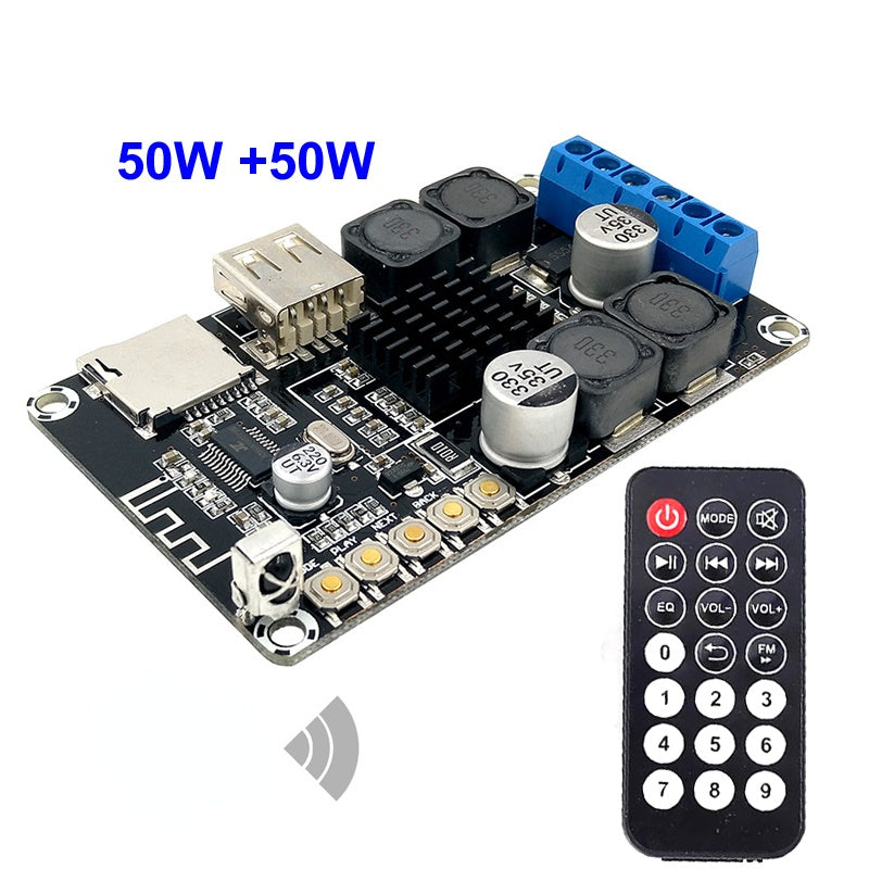 2*50W TPA3116 5.0 Amplifier Board Digital Audio Power Amp HiFi Stereo 2.0 Class D Receiver TF Card USB Remote pcb assembly Customize