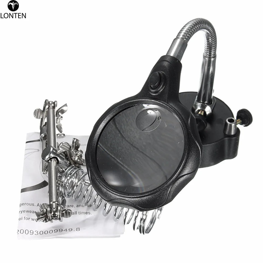 Custom Lonten LED Light Soldering Iron Stand Helping Hands Magnifying Glass Magnifier Manufacturer