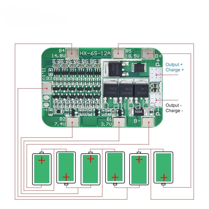 Custom 6S 15A 24V PCB BMS Protection Board For 6 Pack 18650 Li-ion Lithium Battery Cell Module New Arrival Manufacturer