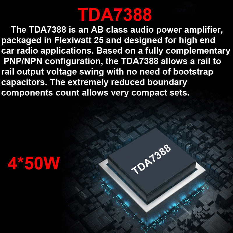 TDA7388 Car 4*50W 5.0 Audio Power Amplifier Board Automotive AMP Class AB Stereo Home Theater Amplifiers USB AUX pcb assembly customize
