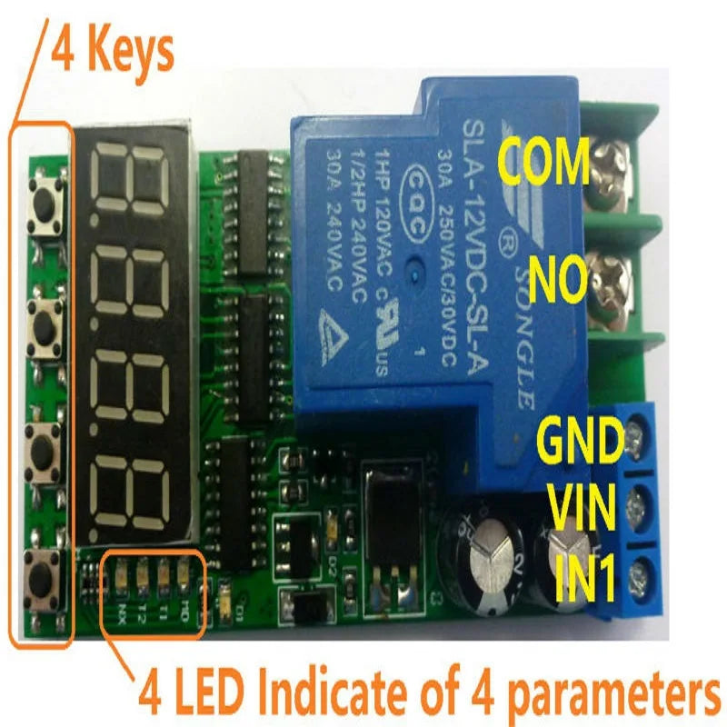 Custom OEM IO23C01_12V DC 12V 30A Multifunction Timer Delay Relay Module High Power On/Off Adjustable for PLC Motor LED Car Manufacturer