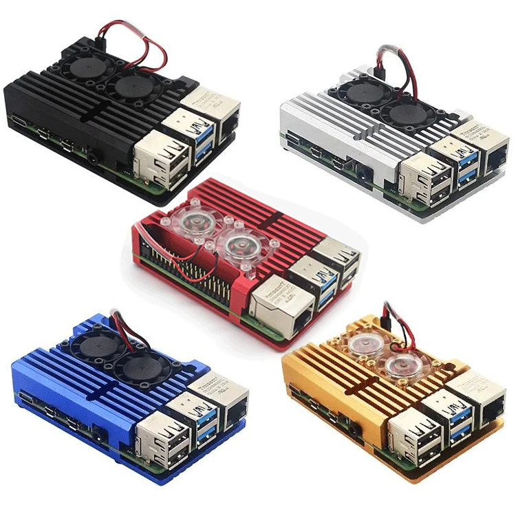 Custom Lonten new arriving in stock Raspberry Pi 4 Aluminum Case Box with high efficient cooling fan for Raspberry Pi 4 Manufacturer