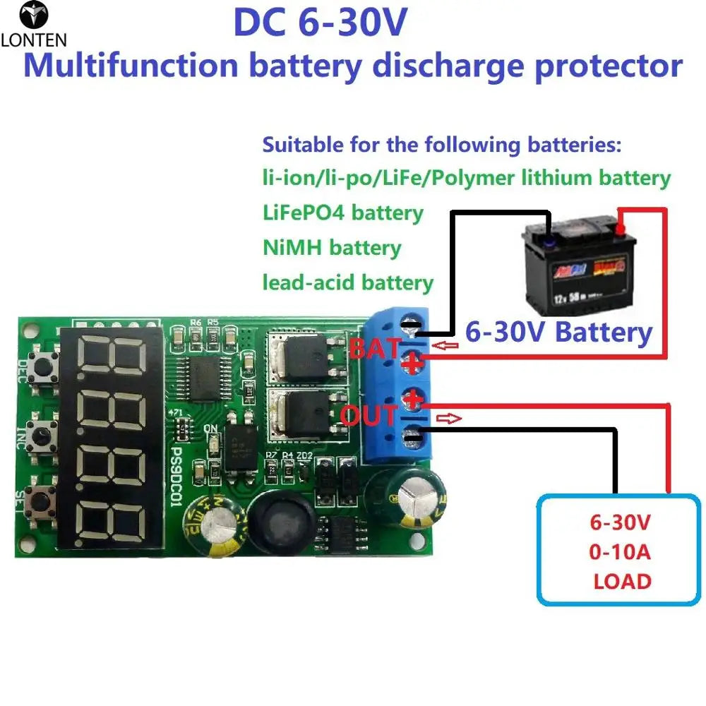 Custom 15A DC 6-30V Lead-acid NiMH LiFePO4 Li-ION Li-PO LiFe polymer lithium battery discharge protection board Module Manufacturer