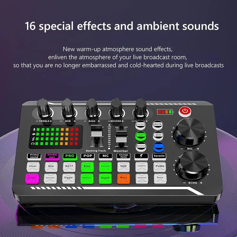 Custom LT F998 Sound Card Microphone Mixer Kit 16 Sound Effects Audio Recording Sound Mixer Audio Mixing Console Amplifier for Phone PC Manufacturer